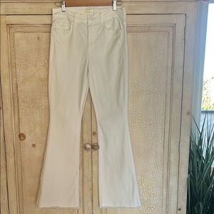 Mother The Weekender Fray Women’s White Flare Jeans - Size 27